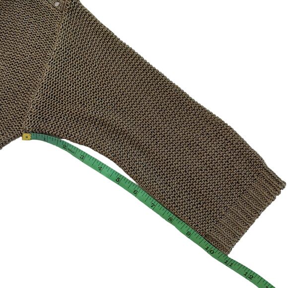 CHICOS Stone Beige Metallic Embellished Chunky Knit Pullover Sweater Medium (1) - Picture 10 of 10